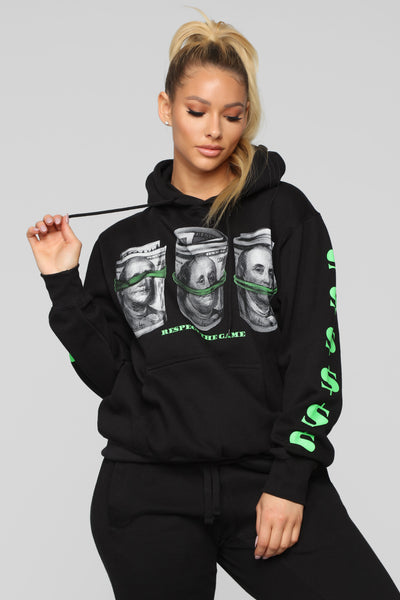 Bank Rolls Sweatshirt Black Fashion Nova Screens Tops and