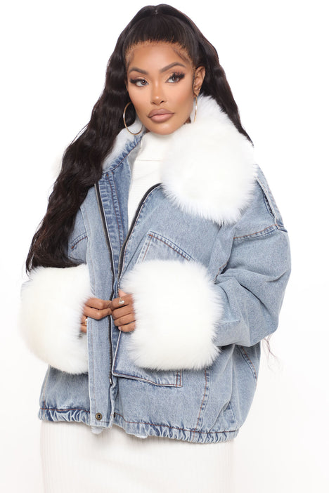 Fashion nova jean cheap jacket with fur