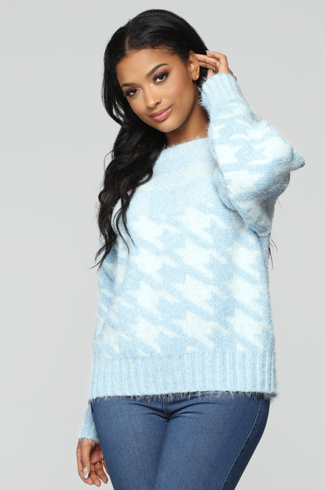 Blue fuzzy clearance sweater