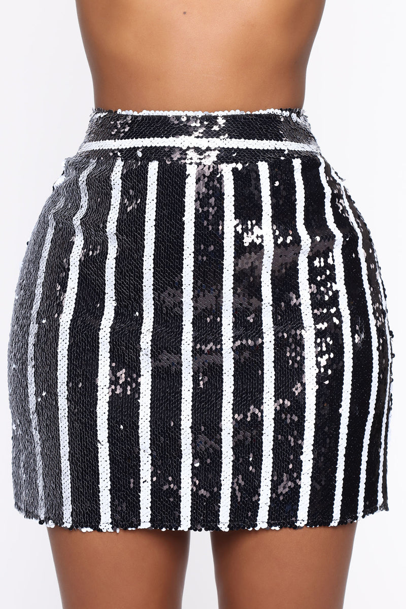 Unfinished Business Sequin Skirt Black/White Fashion Nova, Skirts