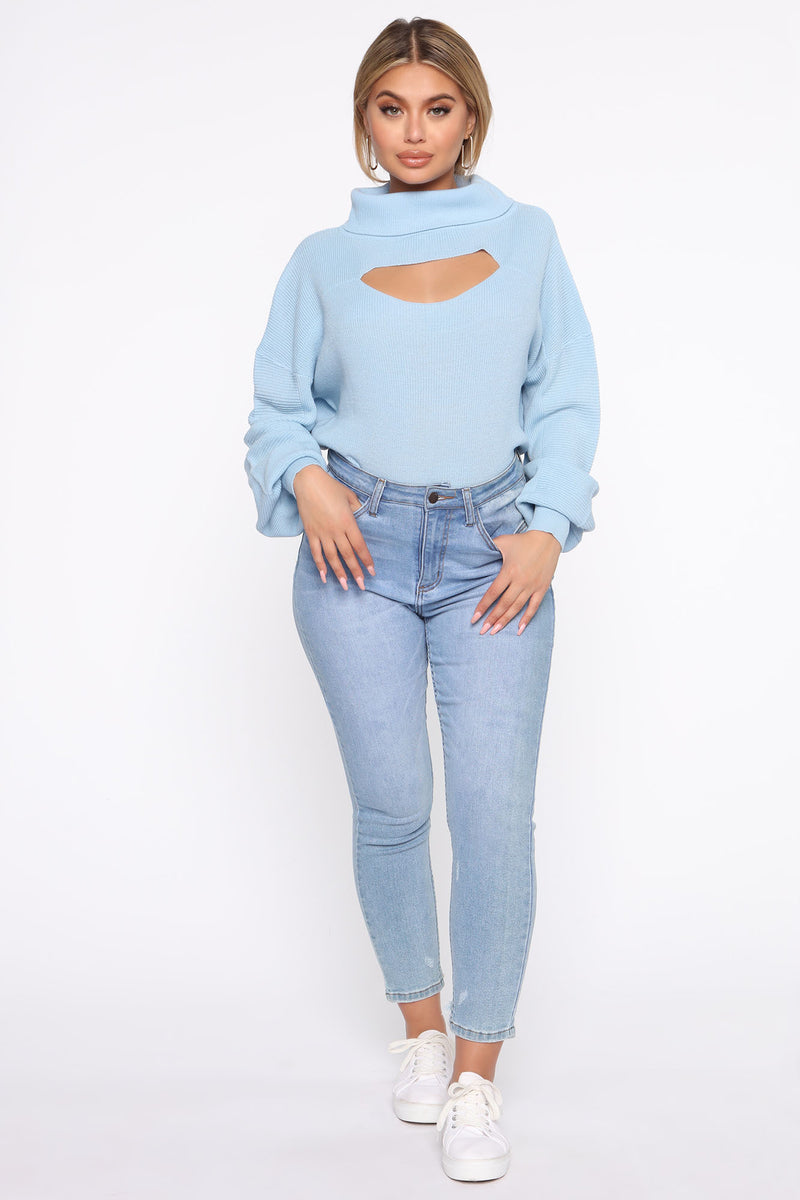 Cut It Out Turtle Neck Sweater - Blue | Fashion Nova, Sweaters ...