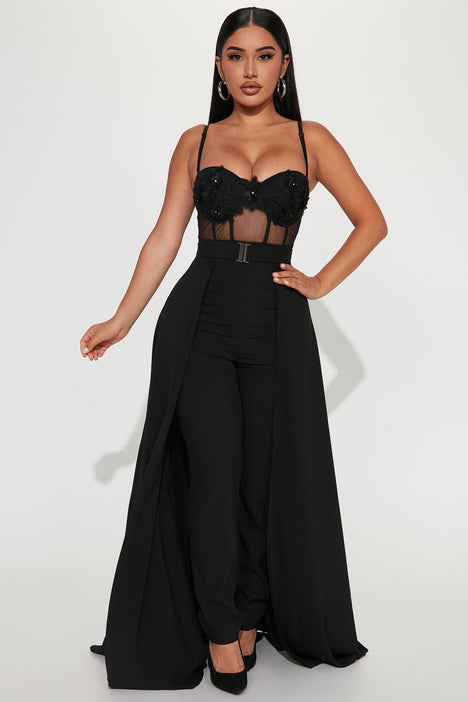 Fancy top black jumpsuit
