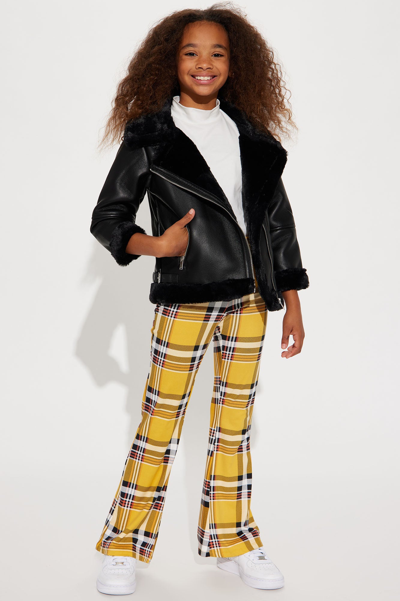 Yellow plaid best sale flare pants