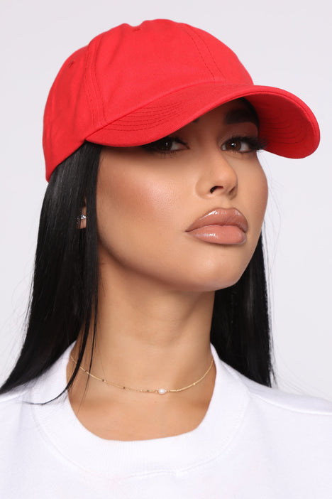 Red baseball cap womens clearance