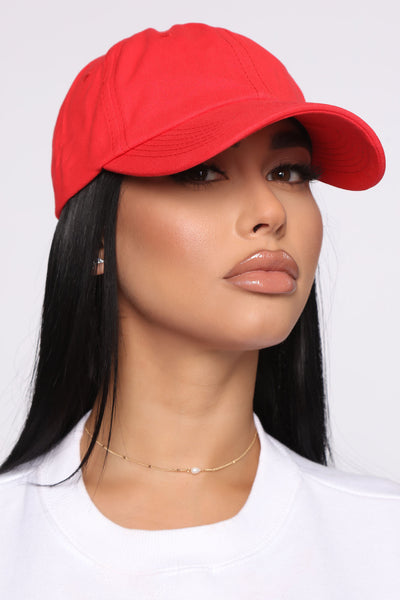 Womens red baseball cap online