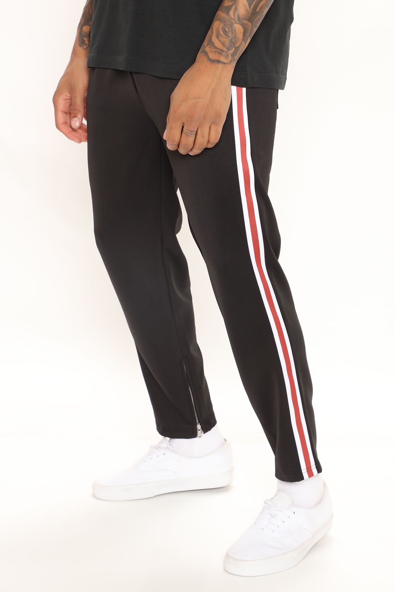 Up Side Striped Track Pants - Black/Red Fashion Nova, Mens | Fashion Nova