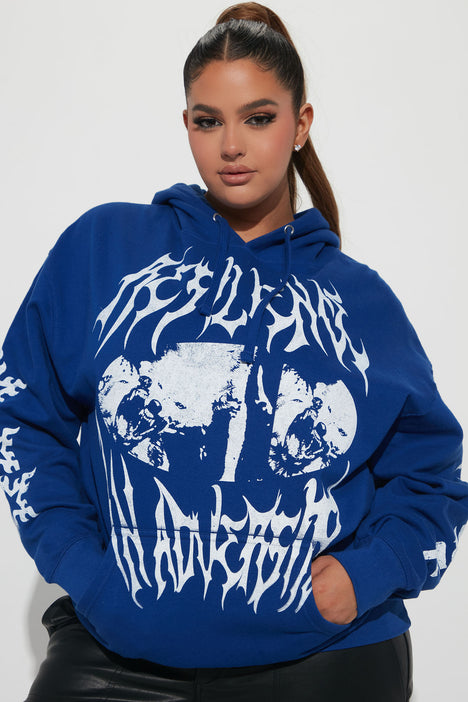 Blue and deals black graphic hoodie