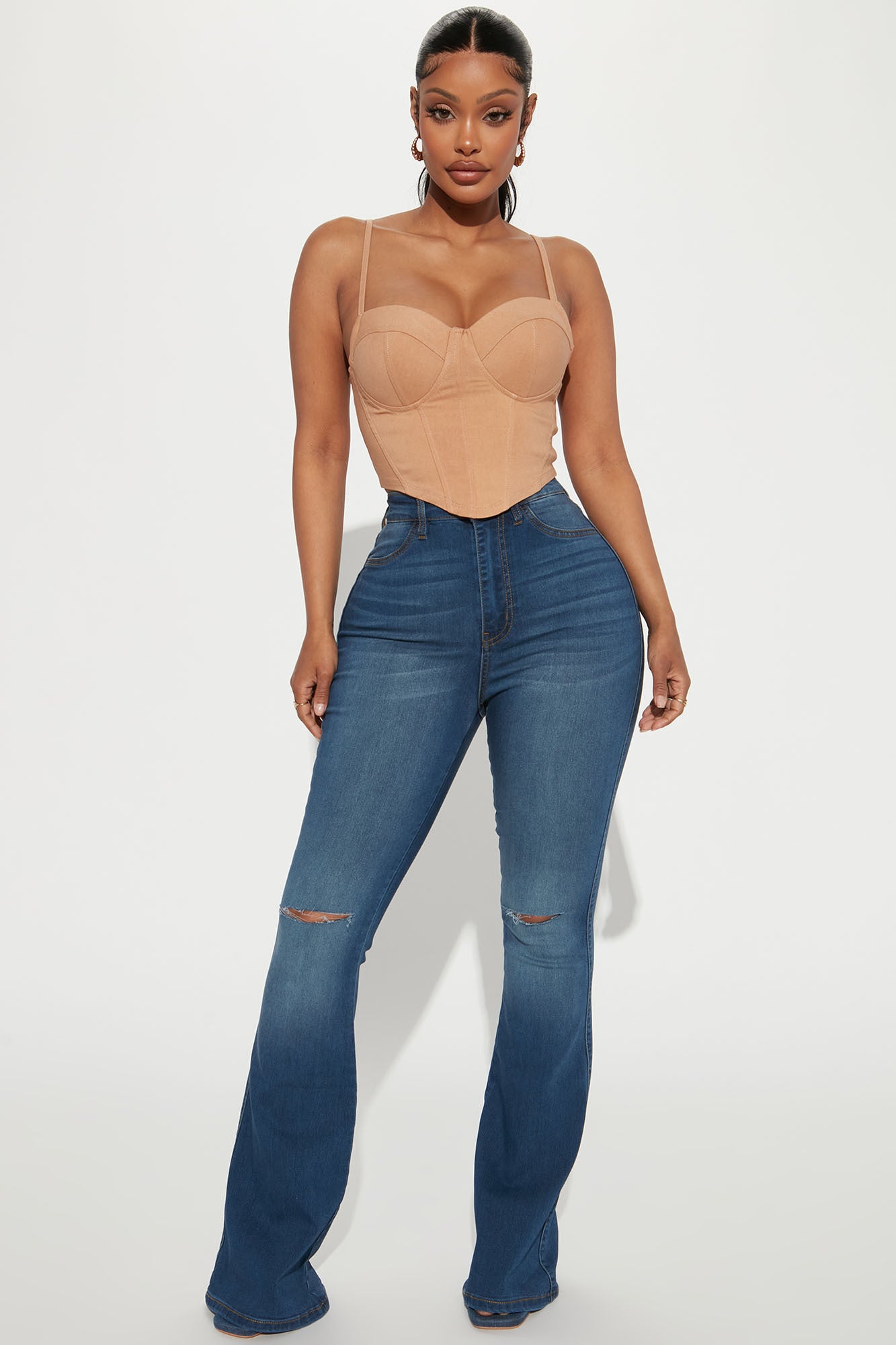 Knee flare jeans sales
