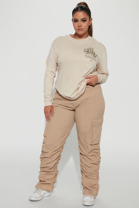 Leslie Cargo Joggers - Khaki, Fashion Nova, Pants