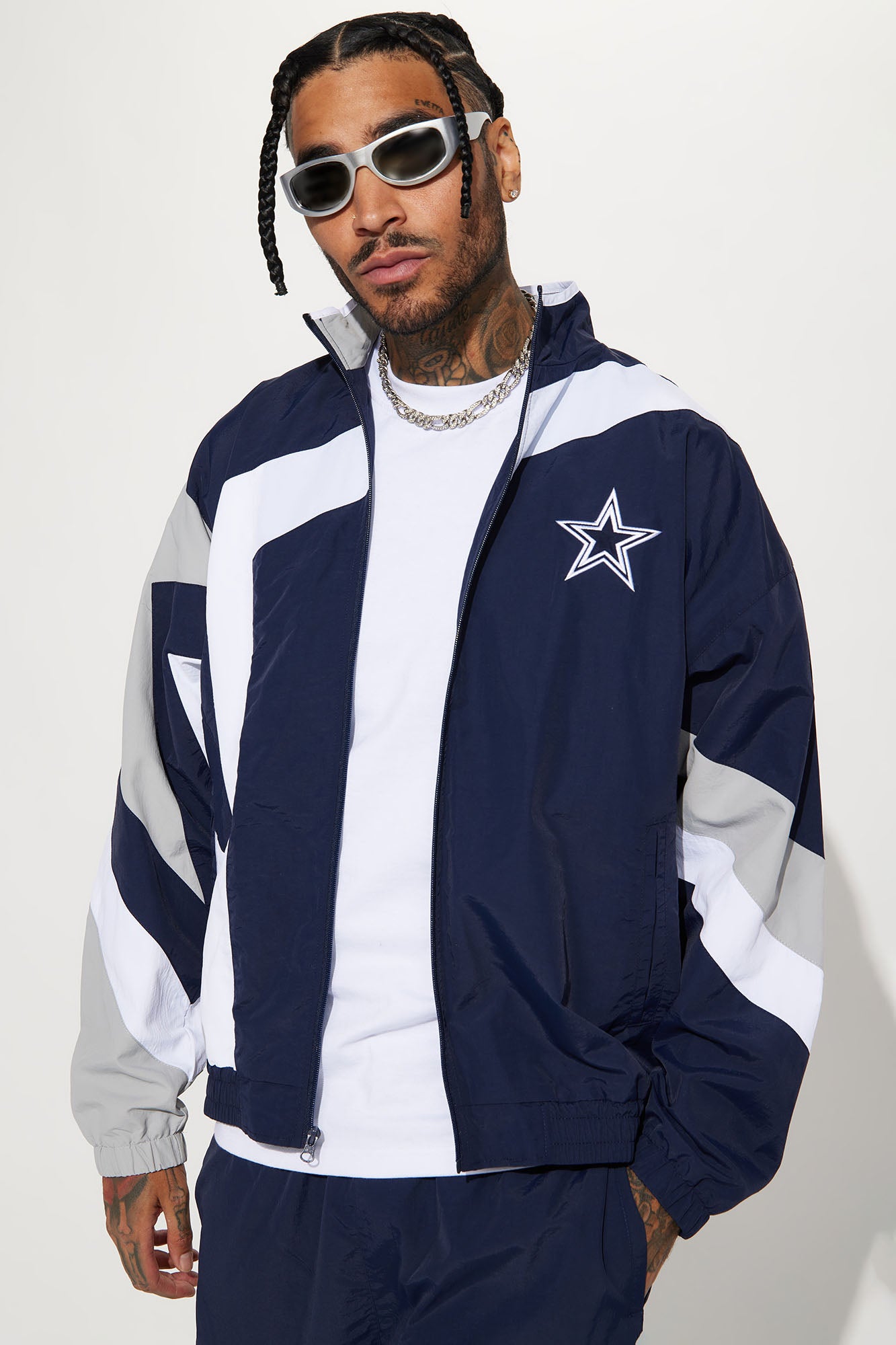 Dallas Cowboys Star Jacket Blue combo Fashion Nova Mens