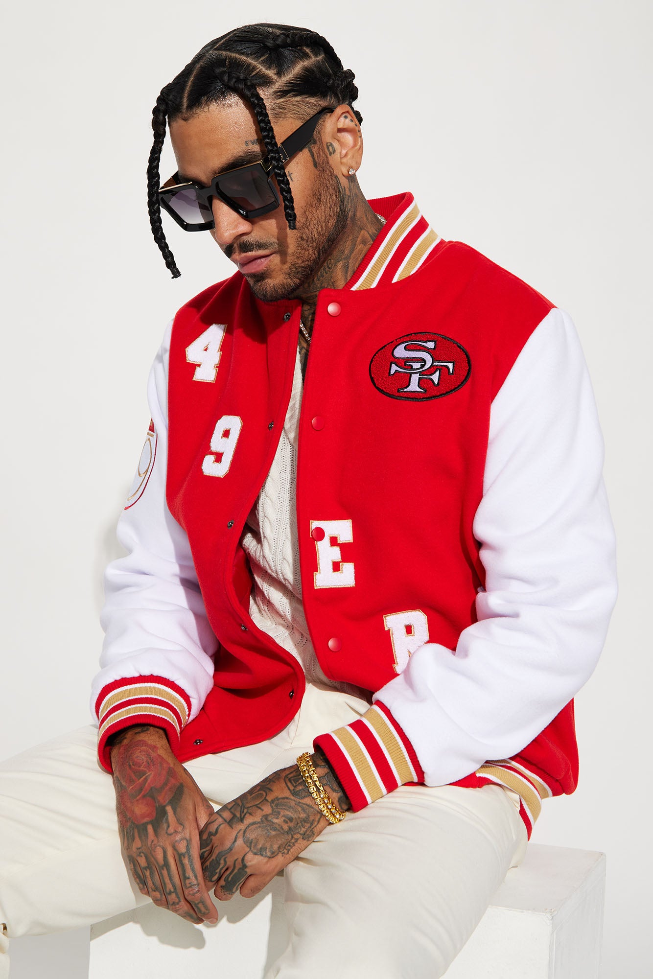 Red/White Men Varsity Jacket