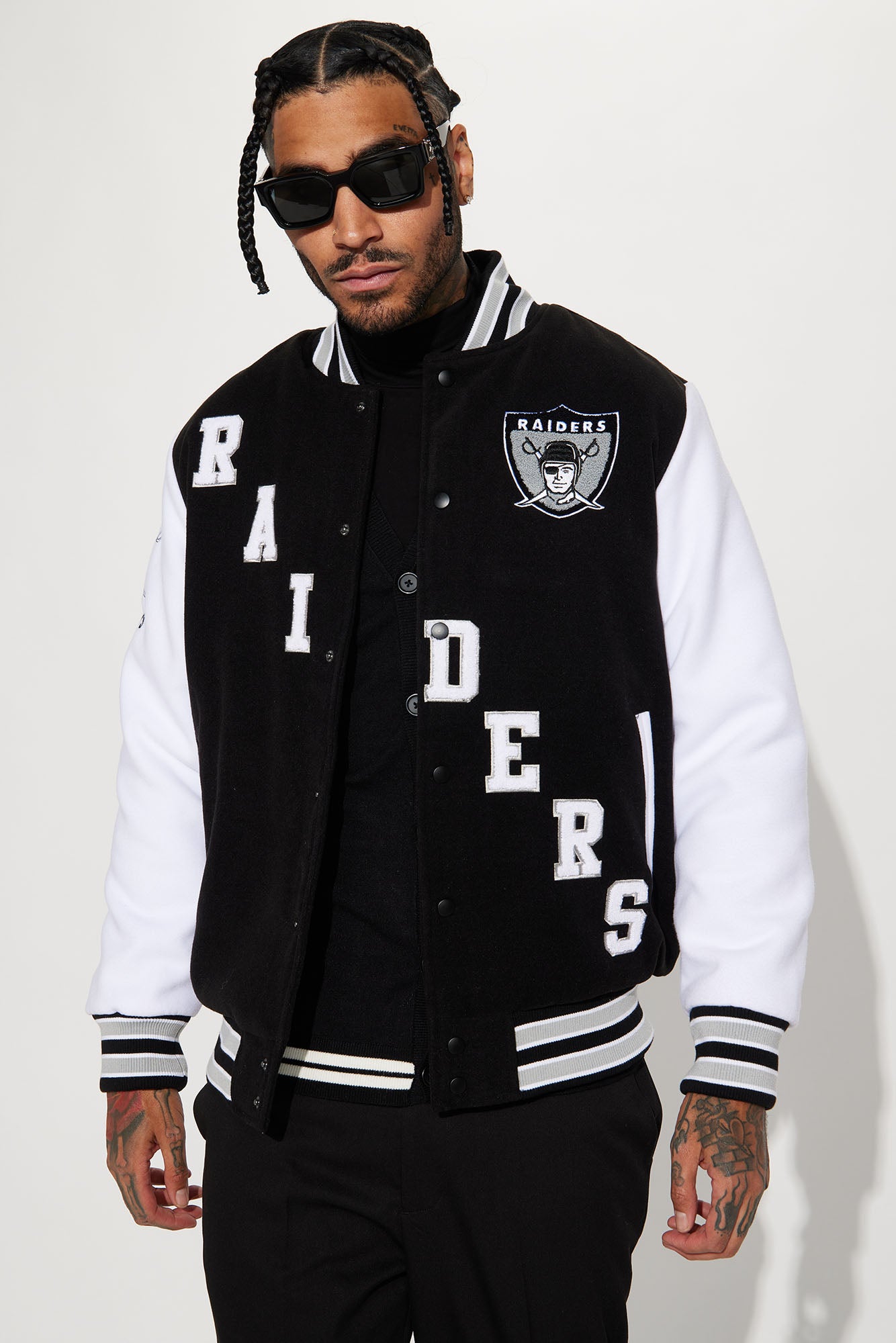 Raiders Varsity Jacket Black White