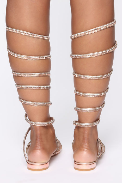Time To Shine Gladiator Sandals Rose Gold Fashion Nova Shoes