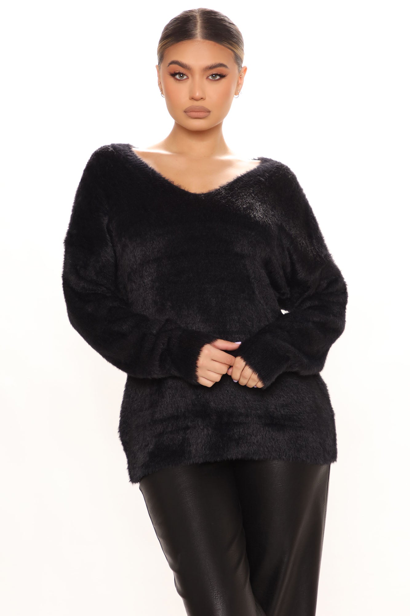 Oversized online fuzzy sweater