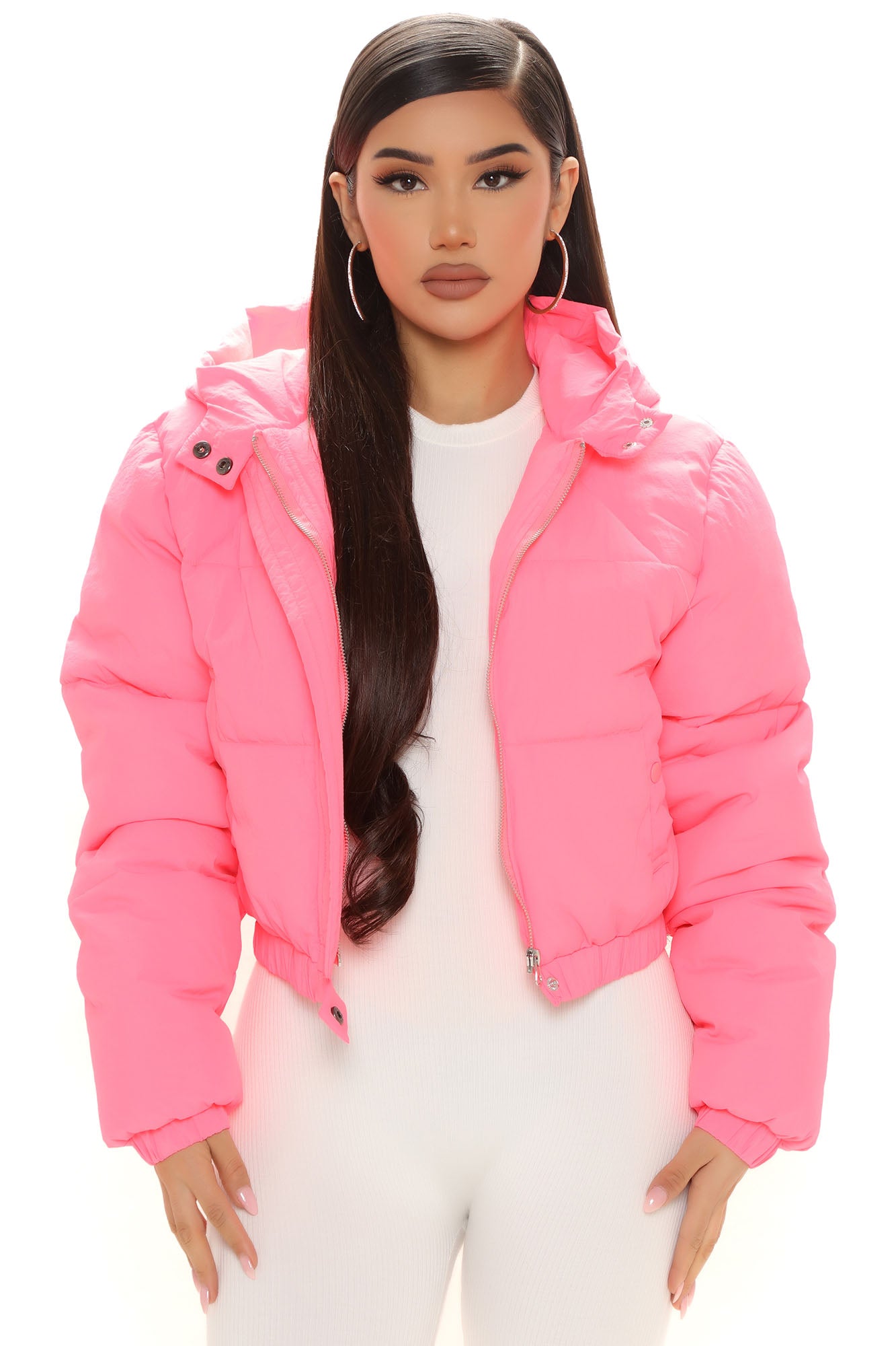 Can't Be Beat Cropped Puffer Jacket - Pink, Fashion Nova, Jackets & Coats