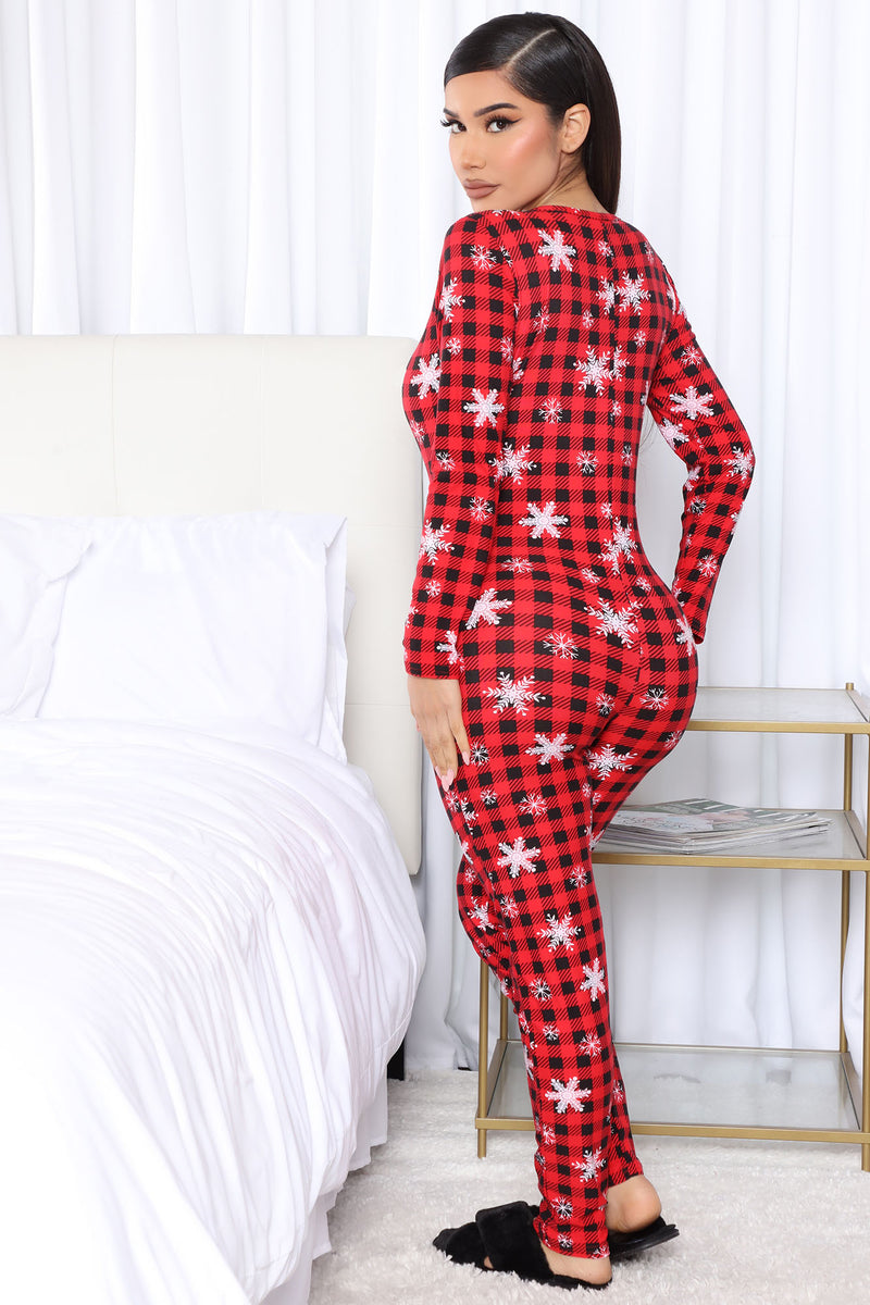 Let It Snow PJ Jumpsuit Onesie - Red/combo | Fashion Nova, Lingerie ...