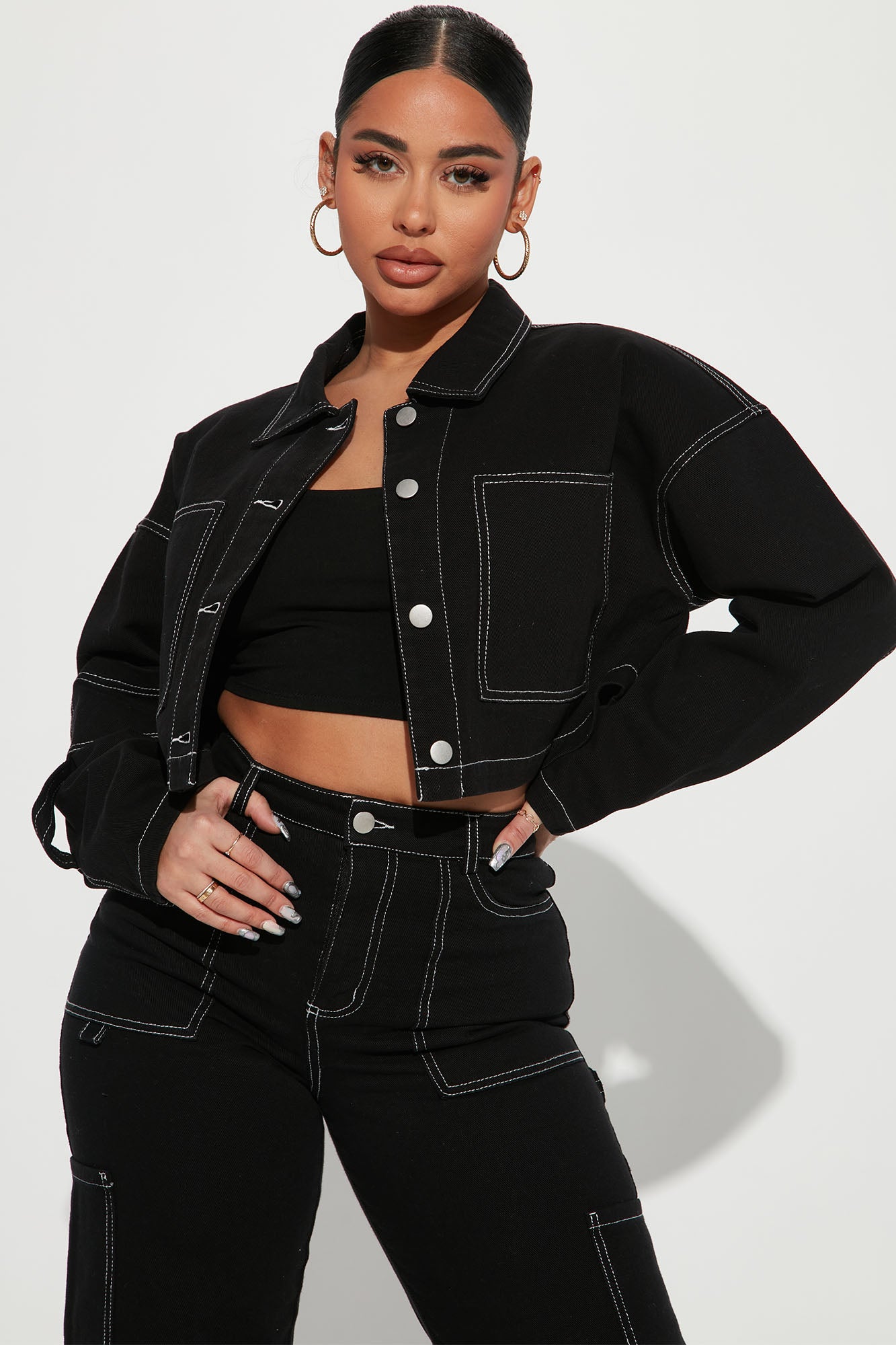 Fashion nova black top denim jacket