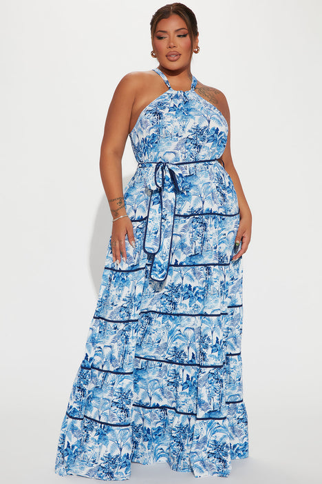 Island Love Maxi Dress Blue combo Fashion Nova Dresses