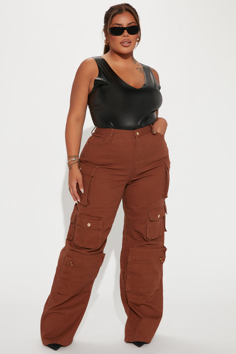 Fashion Bug Stretch Brown Belted Capri Cargo Pants Plus Size 16