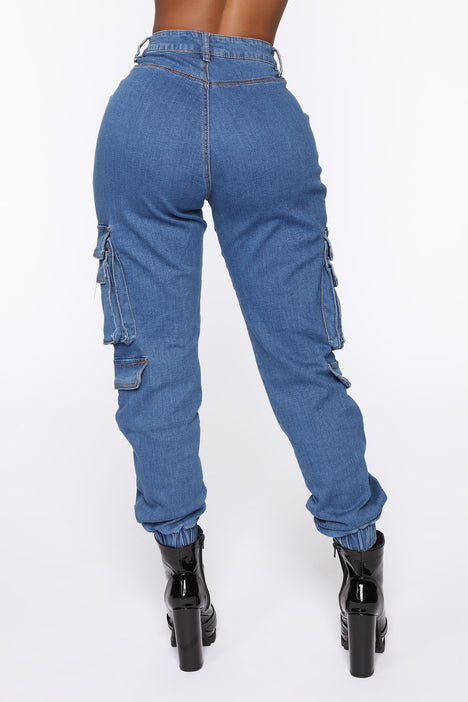 Good Vibes Always Denim Joggers Blue Fashion Nova Jeans