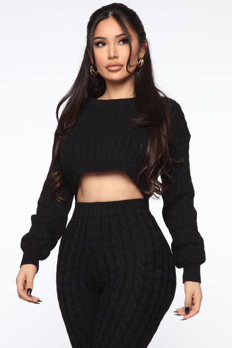 Sweater Sweetie Pant Set Black Fashion Nova Matching Sets