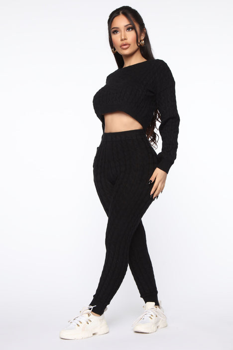 Sweater Sweetie Pant Set Black