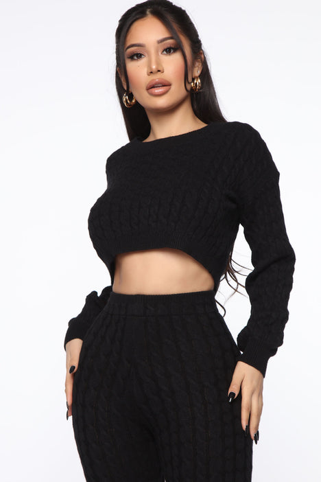 Sweater Sweetie Pant Set Black