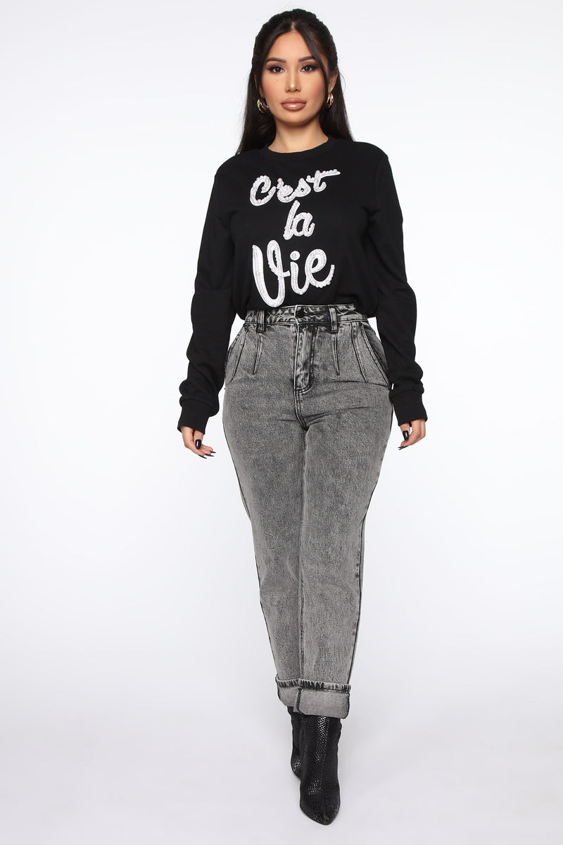 C'est La Vie Sweatshirt - Black | Fashion Nova, Screens Tops and ...