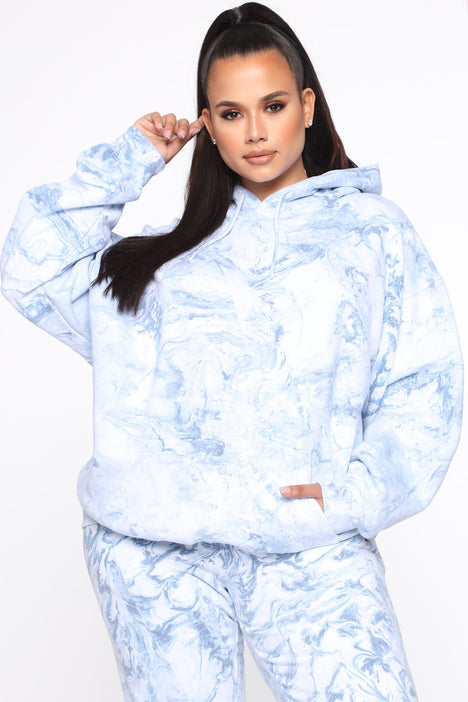 Stole Your Boyfriend s Marble Oversized Hoodie Blue Marble