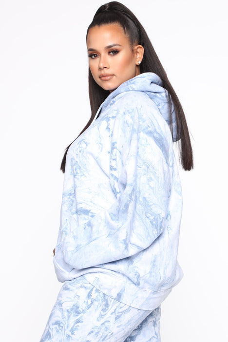 Stole Your Boyfriend s Marble Oversized Hoodie Blue Marble