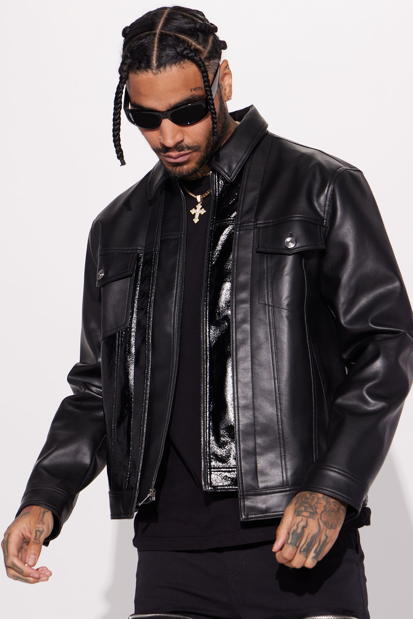 Leather Trucker Jacket - Black