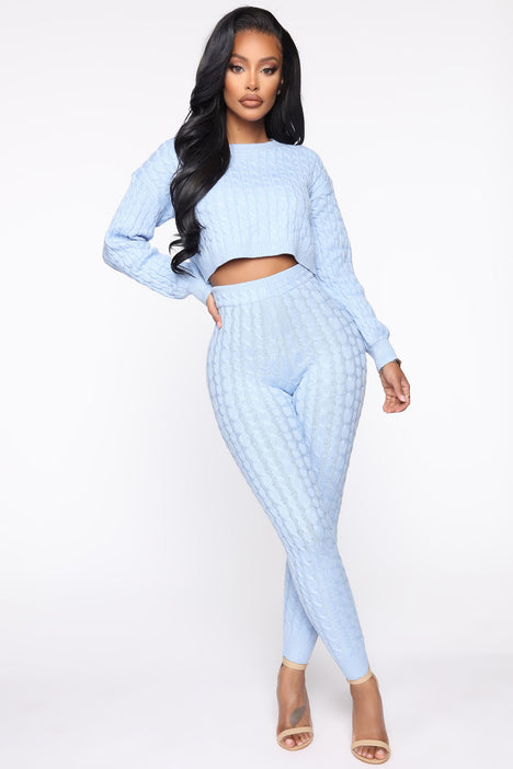 Sweater Sweetie Pant Set - Light Blue, Fashion Nova, Matching Sets