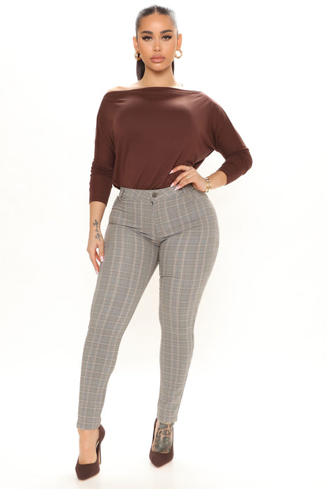 Stop Staring Plaid Pants Khaki combo