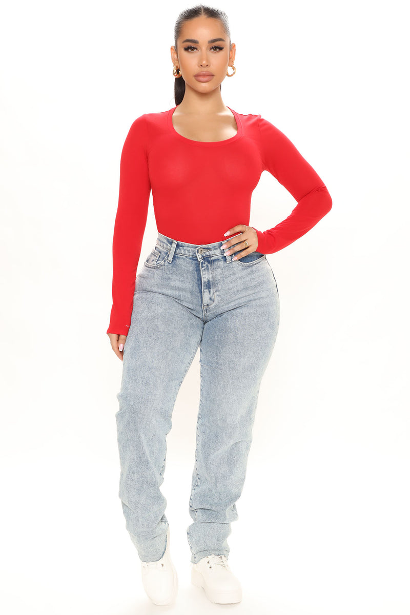 Briana Long Sleeve Top - Red | Fashion Nova, Basic Tops & Bodysuits ...