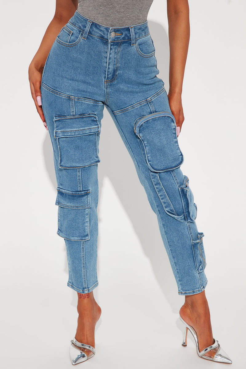 Dare You Stretch Cargo Skinny Jeans - Medium Wash | Fashion Nova, Jeans ...