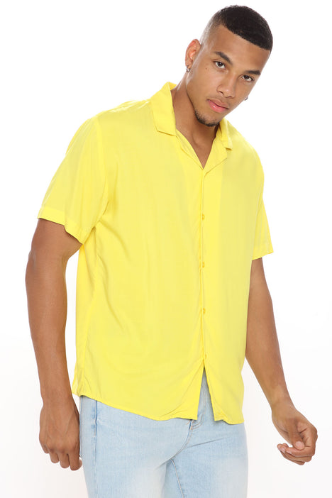 Dawson Short Sleeve Woven Top Yellow Fashion Nova Mens Shirts