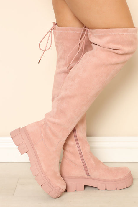 Make You Wait Over The Knee Boots Blush Fashion Nova Shoes