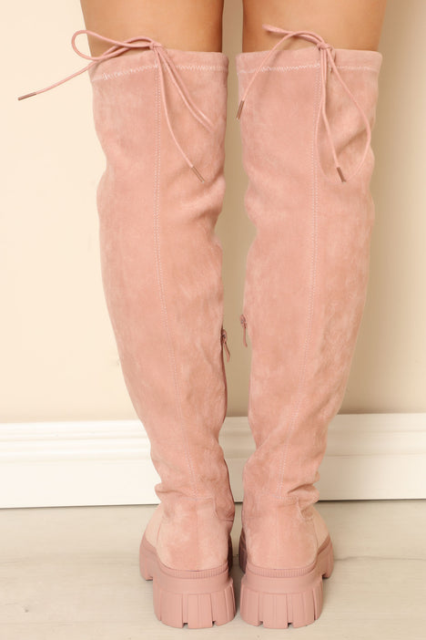 Make You Wait Over The Knee Boots Blush Fashion Nova Shoes