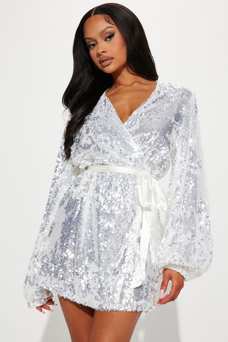Shine by me online white sequin dress