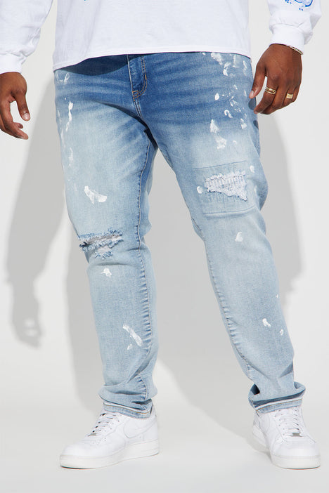 Go Along Paint Splatter Slim Jeans Light Wash Fashion Nova