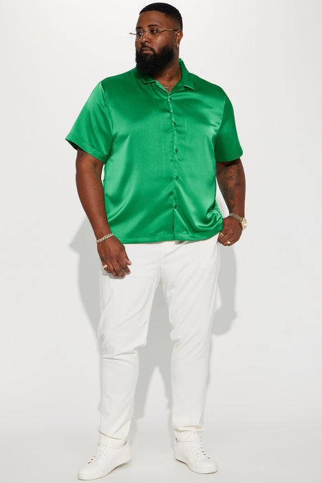 Mens green clearance satin shirt