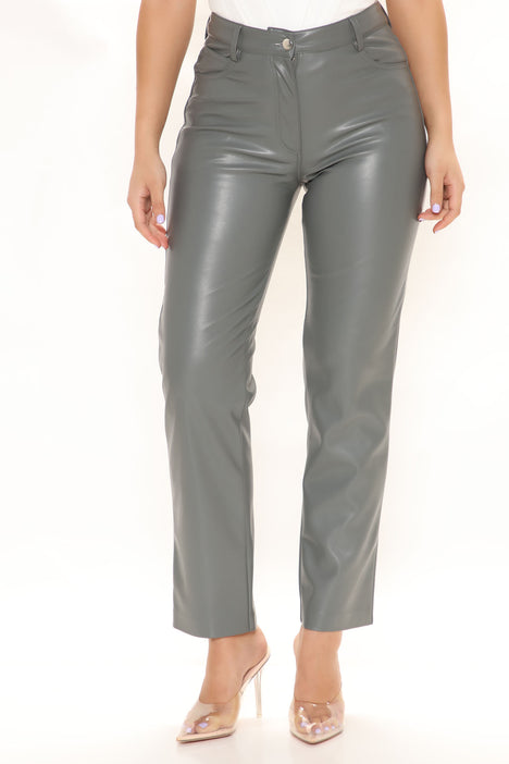 The Realest Faux Leather Pants Grey
