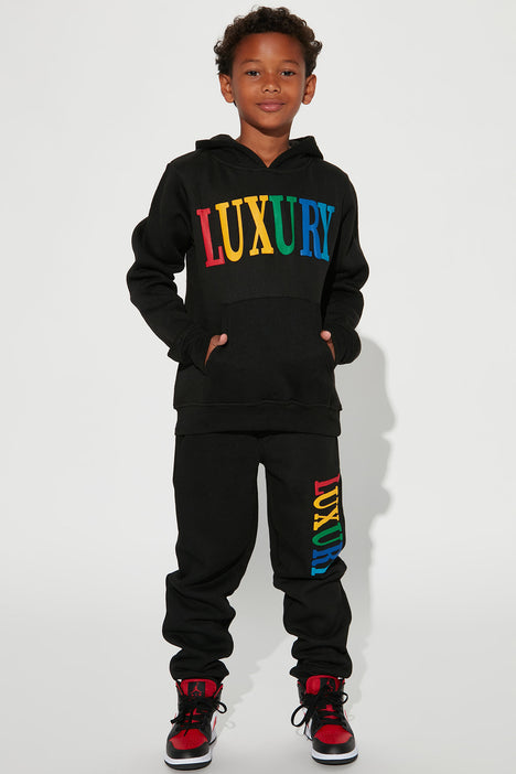Mini Big Kid Living That Luxury Life Fleece Hoodie Black combo