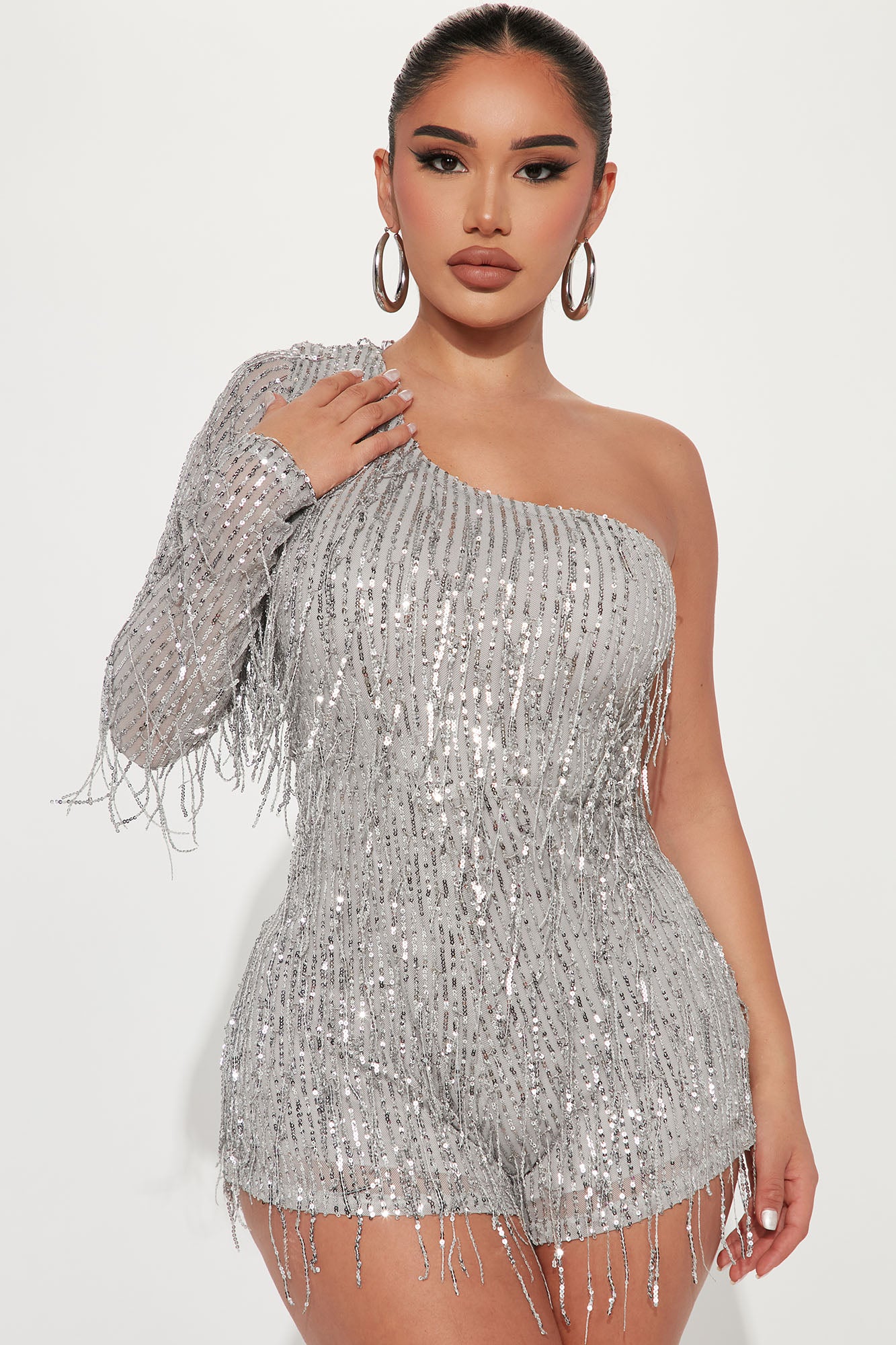 Silver fringe hotsell jumpsuit
