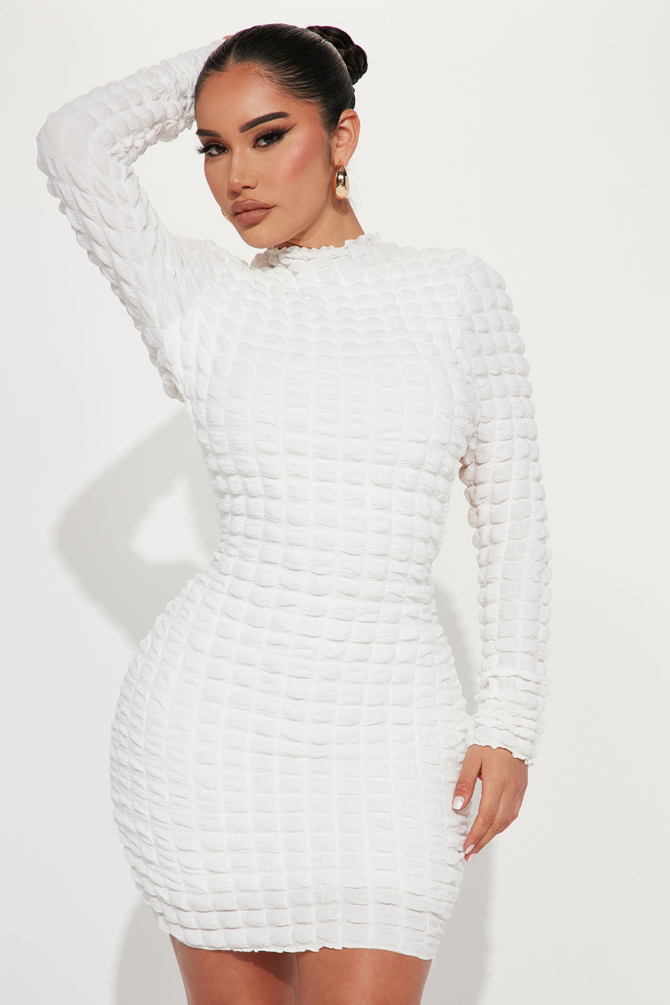 Plus Sized Fashion Nova Curve Bubble Textured Mini Dress in White