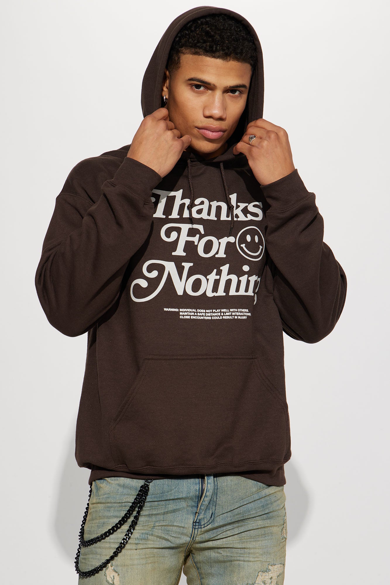 Thanks For Nothing Hoodie Brown Fashion Nova Mens Graphic