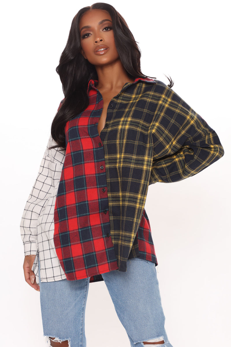 Mixed Emotions Mixed Feelings Flannel Top - Red/combo | Fashion Nova ...