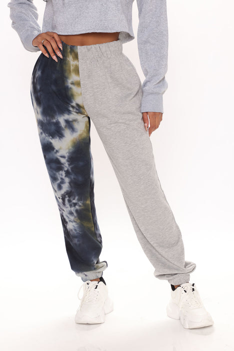 Glass Half Full Tie Dye Colorblock Sweatpant Grey combo