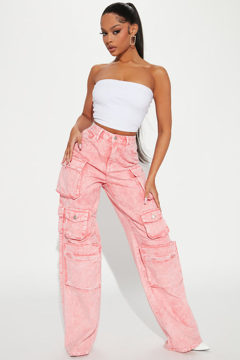 Tall Lily High Rise Cargo Jeans - Pink
