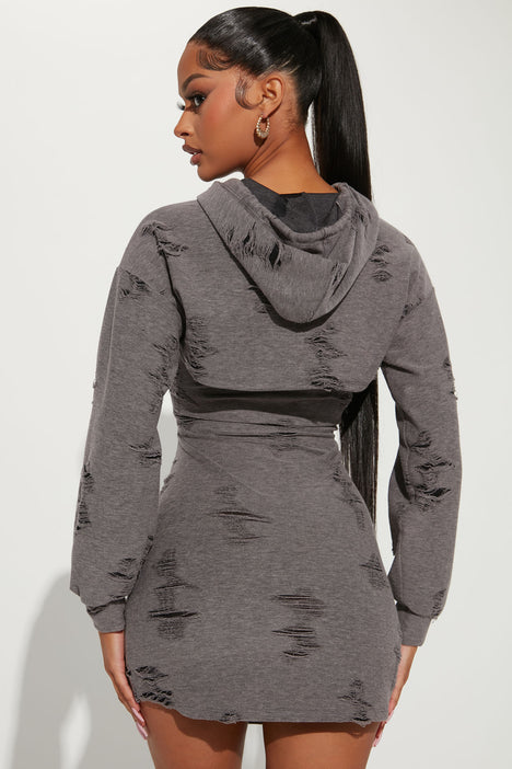 Distressed hoodie top dress